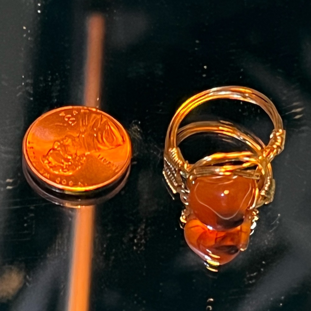 CARNELIAN GOLD RING! - Picture 2 of 2